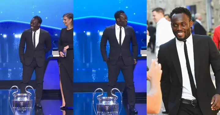 Chelsea legend Michael Essien glows on UEFA Champions League draw stage