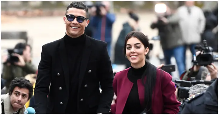 Cristiano Ronaldo arrives with his girlfriend Georgina Rodriguez to attend a court hearing for tax evasion in Madrid on January 22, 2019. Photo by PIERRE-PHILIPPE MARCOU.