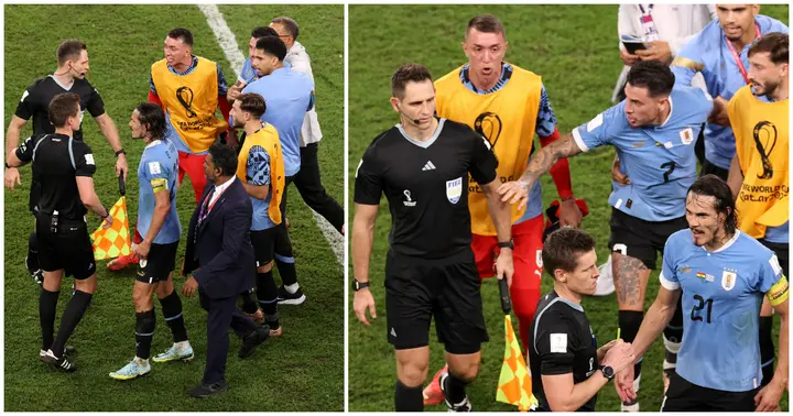 2022 World Cup: Uruguay players furiously chase after referees following  elimination