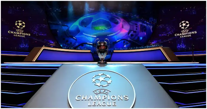 The UEFA Champions League trophy is seen prior to the UEFA Champions League Draw at Salle des Princes. Photo by Valerio Pennicino.