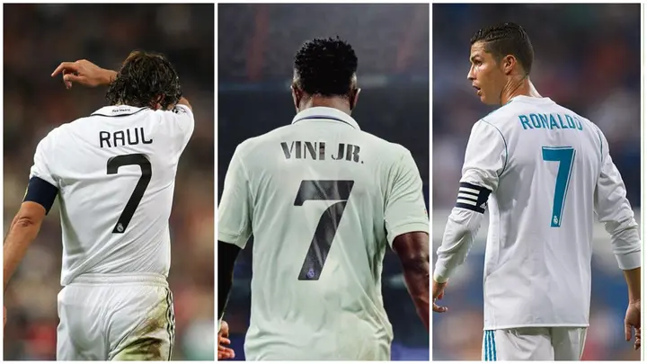 Vinicius Junior, Raul, Cristiano Ronaldo, number 7