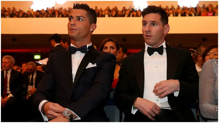 Cristiano Ronaldo and Lionel Messi during the Ballon d'Or Gala 2015 at the Kongresshaus. Photo by Alexander Hassenstein.