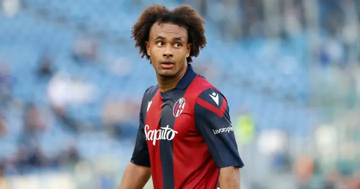 Joshua Zirkzee of Bologna FC looks on during the Serie A football