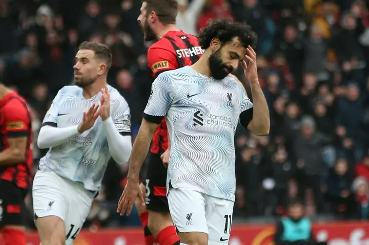 Mohamed Salah missed a penalty as Liverpool lost 1-0 at Bournemouth