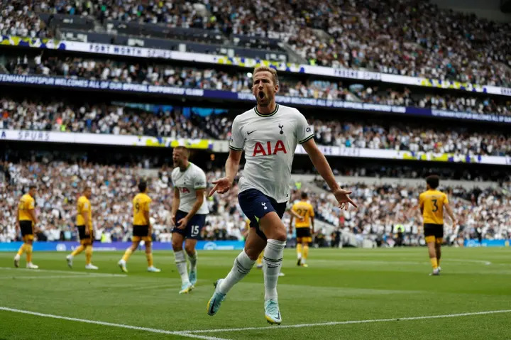 250 not out: Harry Kane headed Tottenham to the top of the Premier League