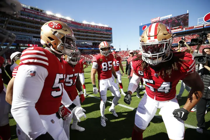 San Francisco 49ers fires up before their match against Kansas City Chiefs