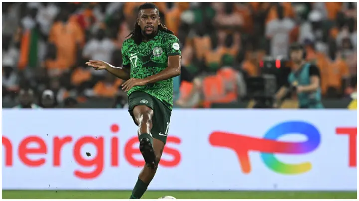 Alex Iwobi kicks the ball during the Africa Cup of Nations 2023 final football match between Ivory Coast and Nigeria. Photo: Issouf Sanogo.