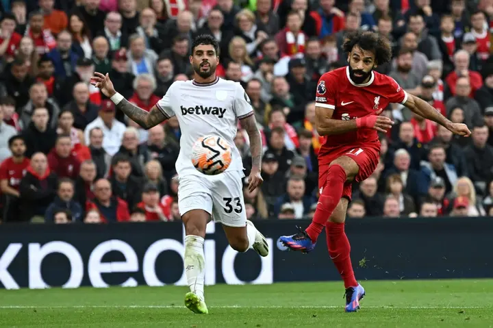 Mohamed Salah (right) scored in Liverpool's 3-1 win over West Ham