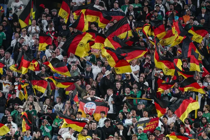 Germany fans cheer during an international friendly match against Mexico at Lincoln Financial Field stadium in Philadelphia in October
