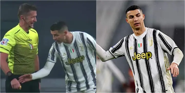 Ronaldo challenges referee why his 2nd goal against Roma did not count