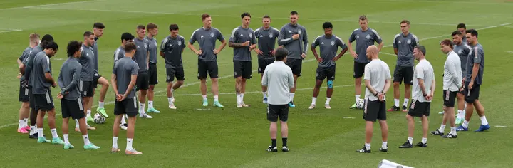 Germany's national football team players in a training session