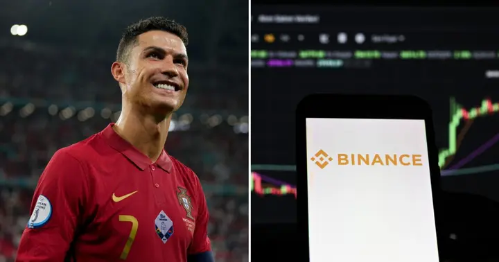 Cristiano Ronaldo and the Binance app.