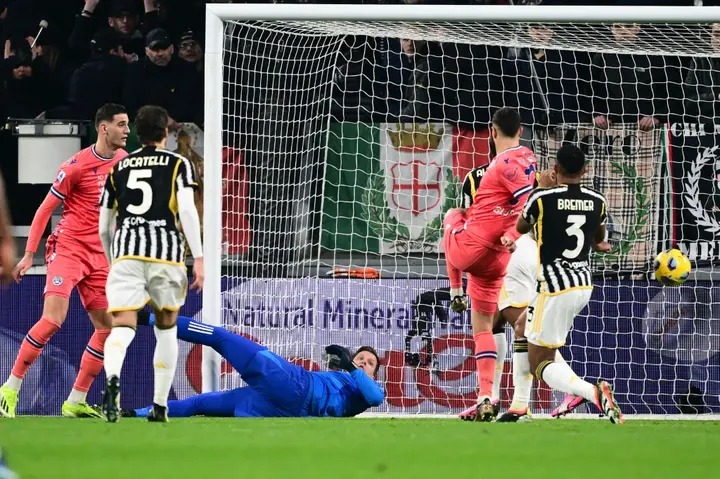 Lautero Giannetti's (C) winner at Juventus was his first goal for Udinese