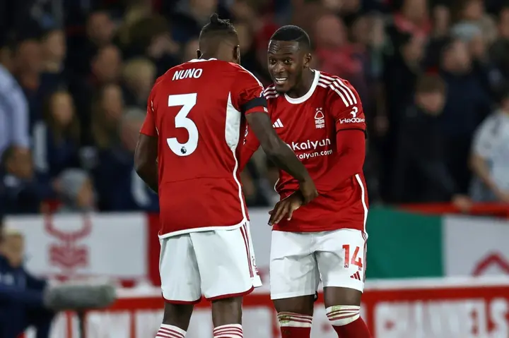 Callum Hudson-Odoi (right) scored on his Nottingham Forest debut