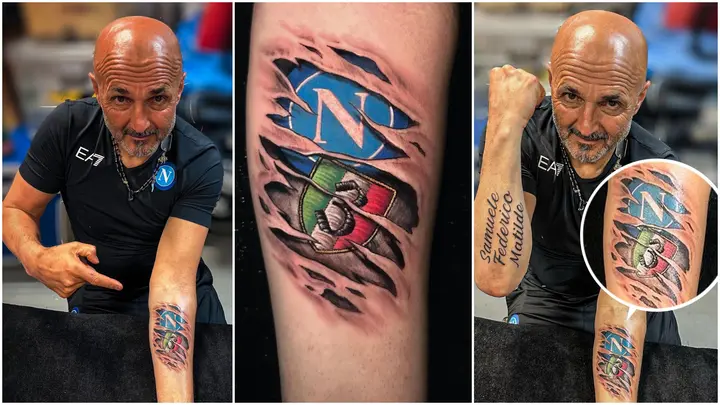 Luciano Spalletti shows off his tattoo for Napoli. 💙  #lucianospalletti  #napoli #seriea #calico #soccer #football