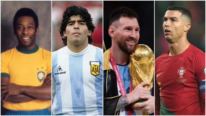 Gary Lineker, Cristiano Ronaldo, Lionel Messi, Diego Maradona, GOAT