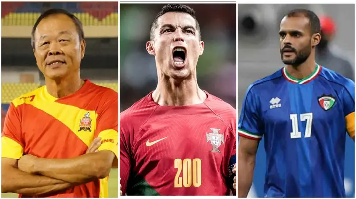 Cristiano Ronaldo, Bader Al-Mutawa, Soh Chin Ann, Ahmed Mubarak, Ahmed Hassan, most capped players in men football