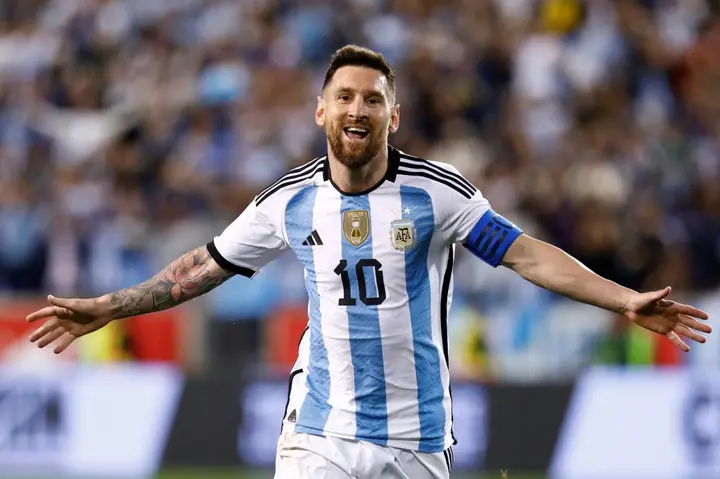 Argentina's Lionel Messi celebrates after scoring in the South Americans' 3-0 win over Jamaica